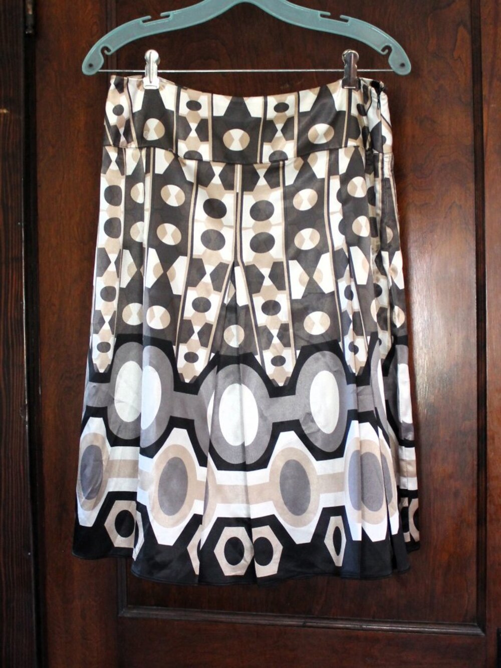 Tailor B. Moss Full Pleated Skirt Geometric Design Size 8